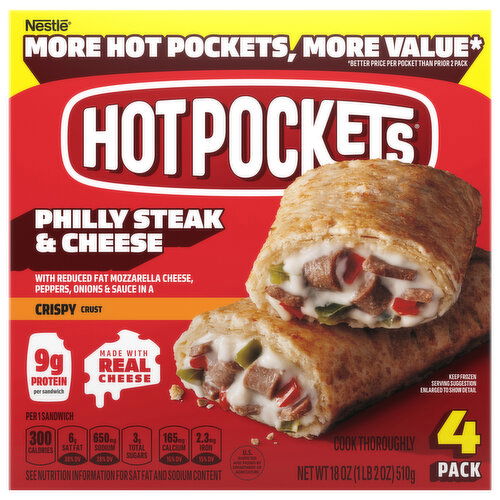 Hot Pockets Crispy Crust Philly Steak & Cheese Sandwiches
