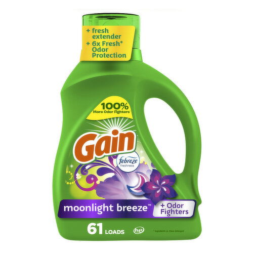 Gain Liquid Laundry Detergent, Moonlight Breeze Scent, 61 Loads