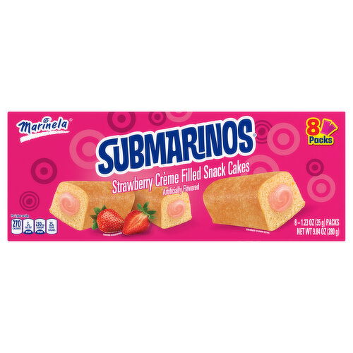 Marinela Snack Cakes, Strawberry Creme Filled, 8 Packs