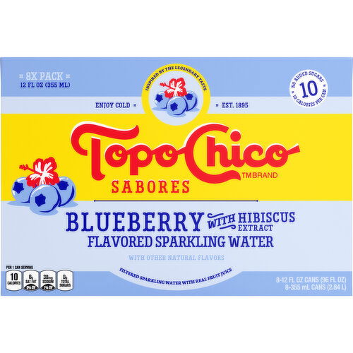 Topo Chico Sabores Blueberry With Hibiscus Extract Flavored Sparkling Water Portable Cans