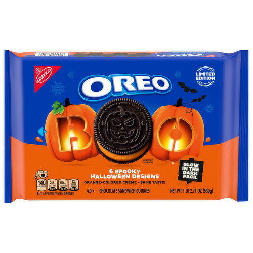 Oreo 6 Spooky Halloween Design Chocolate Sandwich Cookies Glow in the Dark Pack