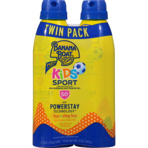 Banana Boat Sunscreen Lotion Spray, Broad Spectrum SPF 50+, Twin Pack