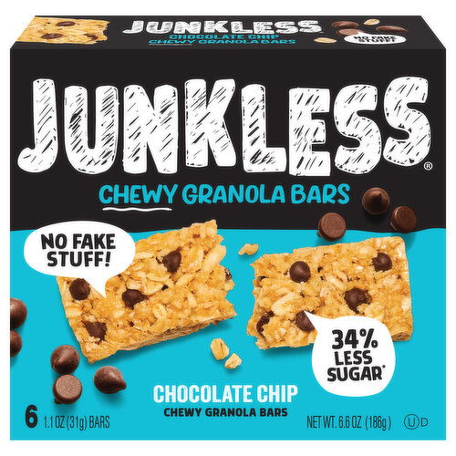 Junkless Granola Bars, Chewy, Chocolate Chip