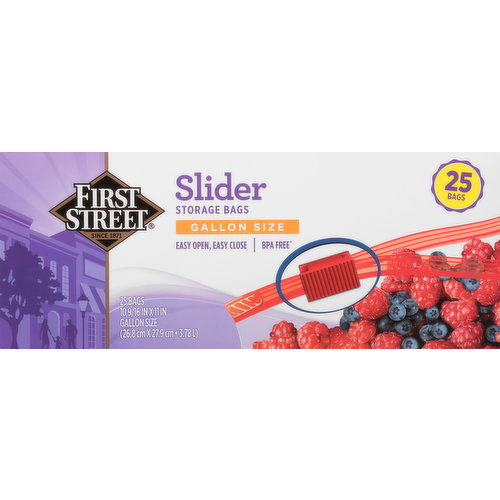 First Street Storage Bags, Slider, Gallon Size