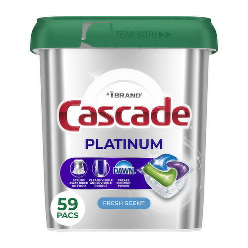 Cascade Platinum Dishwasher Pods, Fresh