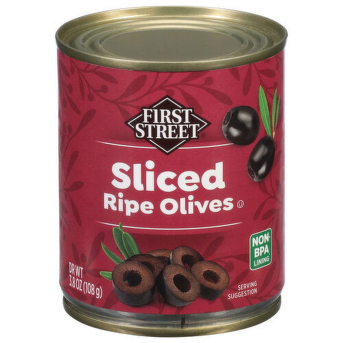 First Street Olives, Ripe, Sliced