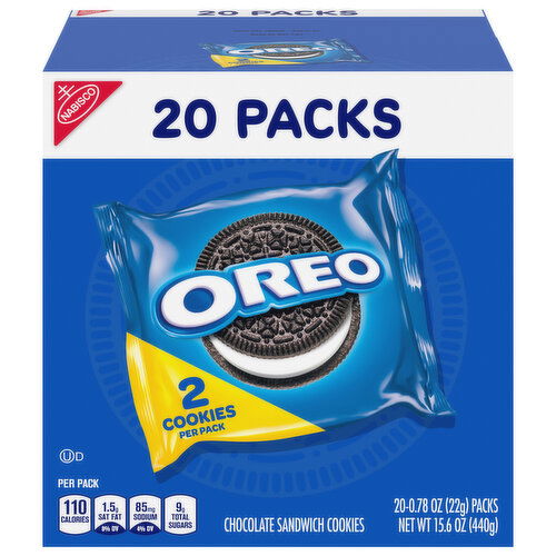 Oreo Sandwich Cookies, Chocolate, 20 Packs