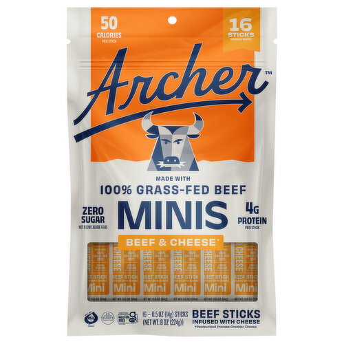 Country Archer Provisions Beef & Cheese Minis Beef Sticks Image 1 of 4