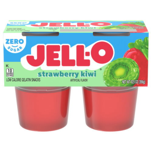 Jell-O Zero Sugar Low Calorie Strawberry Kiwi Gelatin Snacks Image 1 of 6