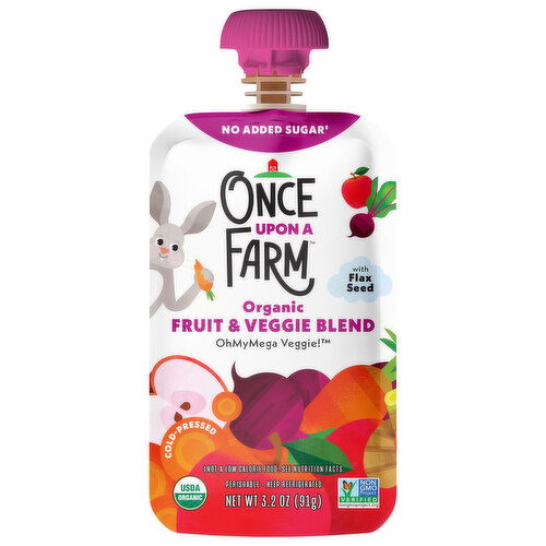 Once Upon a Farm Organic OhMyMega Veggie! Fruit & Veggie Blend with Flax Seed