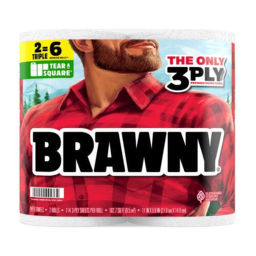 Brawny White 3-Ply Triple Rolls Paper Towels