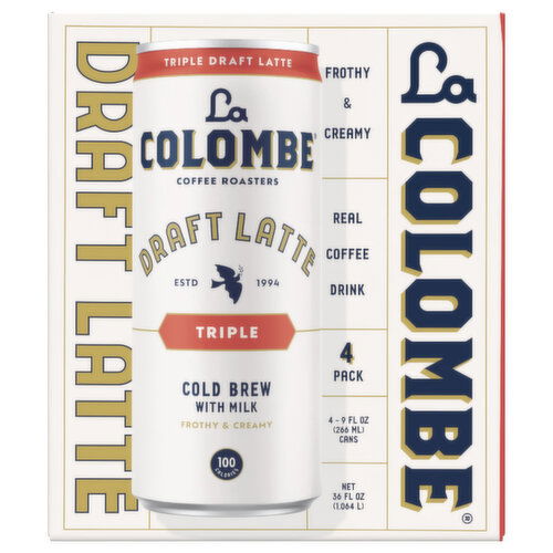 La Colombe Cold Brew, with Milk, Draft Latte, Triple, 4 Pack