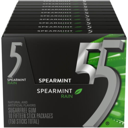 5 Spearmint Rain Sugarfree Gum Packs