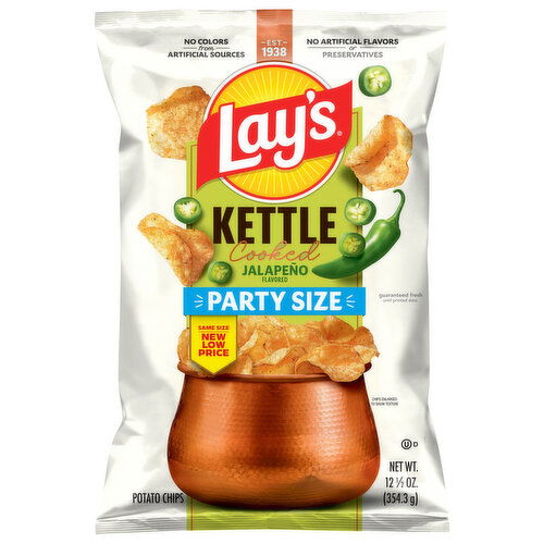 Lay's Kettle Cooked Jalapeno Flavored Potato Chips Party Size