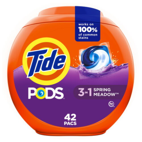 Tide PODS Liquid Laundry Detergent Pacs, Spring Meadow Scent Image 1 of 6