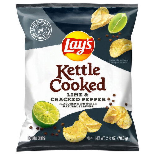 Lay's Potato Chips, Lime & Cracked Pepper, Kettle Cooked
