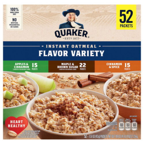 Quaker Quaker Instant Oatmeal Flavor Variety 1.51 Oz 52 Count