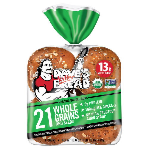 Dave's Killer Bread Organic 21 Whole Grains and Seeds Burger Buns