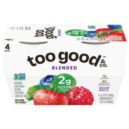 Too Good & Co. Yogurt, Ultra-Filtered, Low Fat, Mixed Berry, Blended