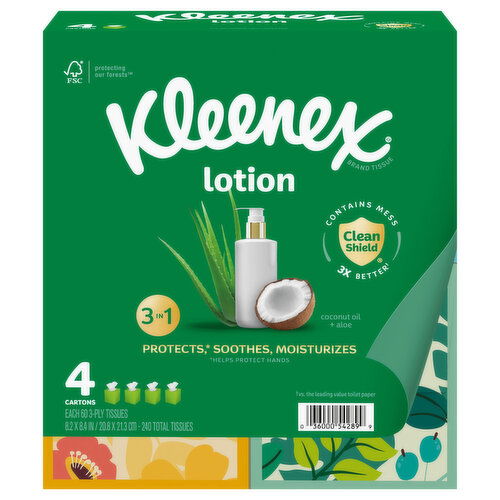 Kleenex 3-Ply 3 in 1 Coconut Oil + Aloe Tissues