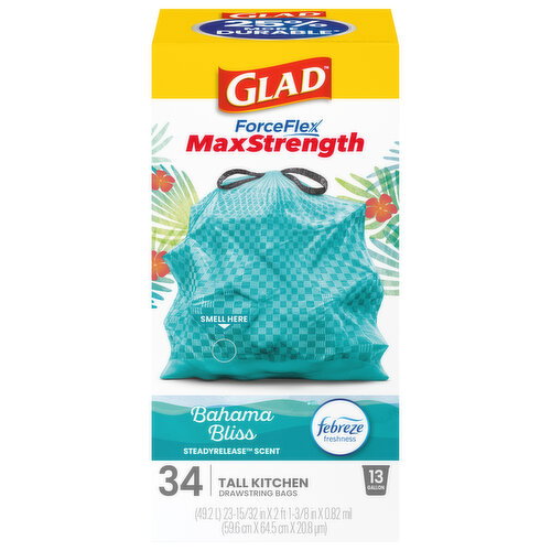 Glad 13 Gallon Tall Kitchen Bahama Bliss Drawstring Bags Image 1 of 4