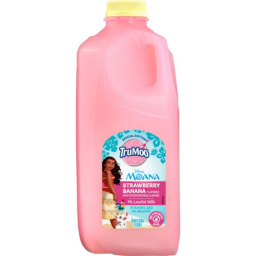 TruMoo Disney Moana 1% Lowfat Strawberry Banana Milk