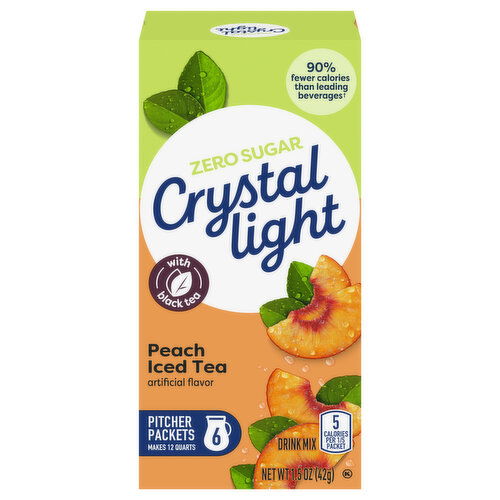 Crystal Light Zero Sugar Pitcher Packets Peach Iced Tea Drink Mix