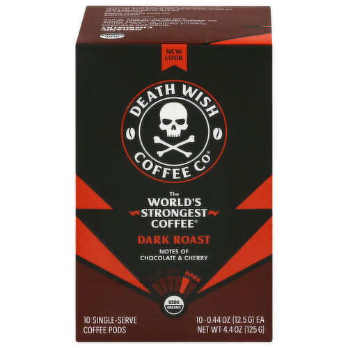 Death Wish Coffee Co Coffee, Dark Roast, Chocolate & Cherry, Single Serve Pods