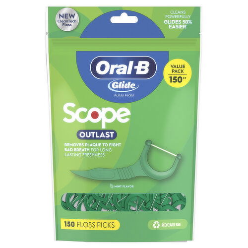 Oral-B Glide Dental Floss Picks with Scope Outlast, Mint