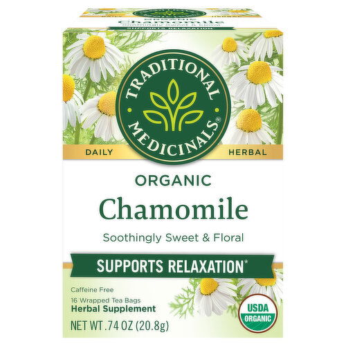 Traditional Medicinals Tea Bags Chamomile Organic Herbal Supplement