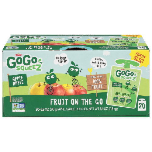 GoGo Squeez Apple Sauce, Apple Apple, Family Size