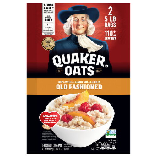 Quaker Oats Old Fashioned 100% Wole Grain Rolled Oats Image 1 of 6