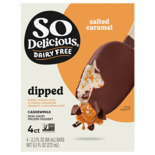 So Delicious Dairy Free Vegan Dipped Salted Caramel Cashew Milk Frozen Dessert Bars
