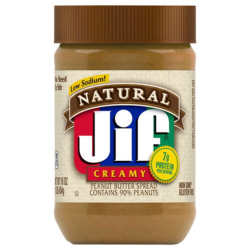 Jif Peanut Butter Spread, Low Sodium, Creamy, Natural