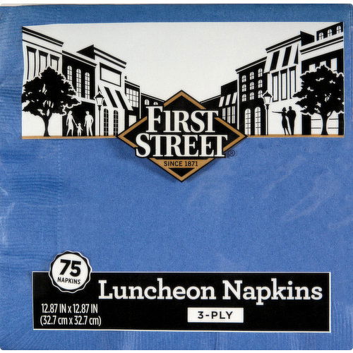 First Street Napkins, Luncheon, Cobalt, 3-Ply