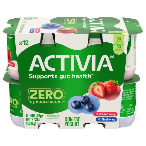 Activia Strawberry & Blueberry Probiotic Nonfat Yogurt
