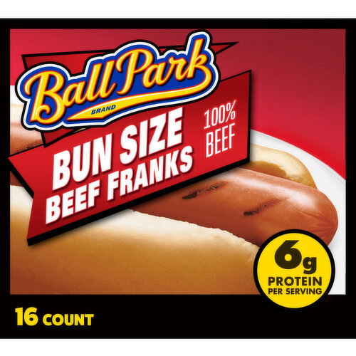 Ball Park Bun Length Hot Dogs, Beef Image 1 of 10