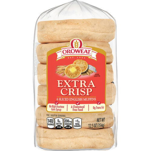 Oroweat Oroweat Extra Crisp English Muffins, 6 count, 12.5 oz