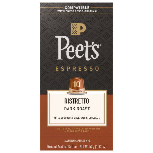 Peet's Aluminum Capsules Espresso Dark Roast Ristretto Coffee