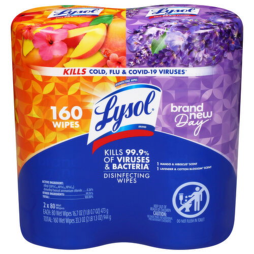 Lysol Dsnfct Wipes Bnd Lvndr Ctn Bnd Mango Hibscs Image 1 of 5