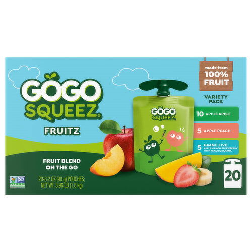 GoGo Squeez Apple Apple/Apple Peach/Gimme Five Fruitz Variety Pack