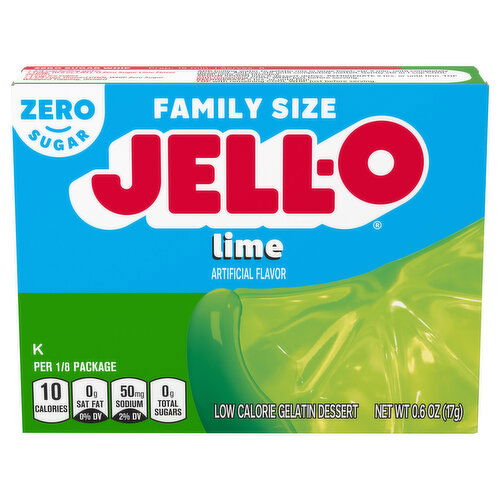 Jell-O Low Calorie Zero Sugar Lime Gelatin Dessert Family Size
