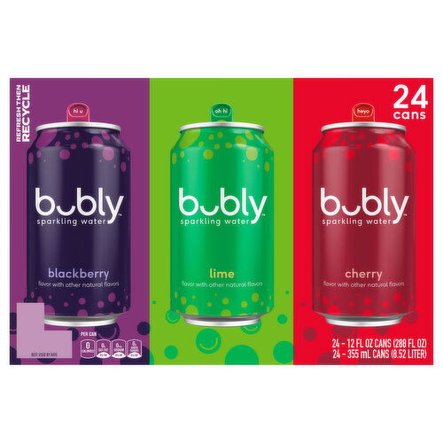 Bubly Sparkling Water, Blackberry/Lime/Cherry