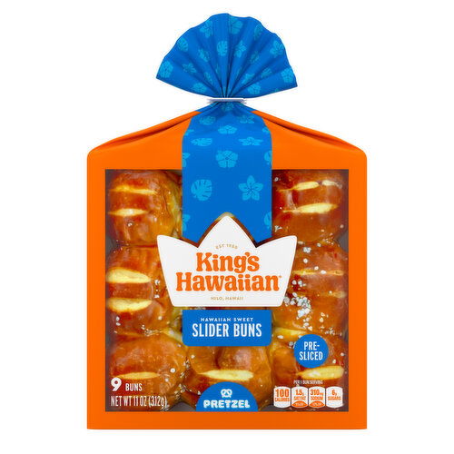 King's Hawaiian Pretzel Pre-Sliced Slider Buns, 9 Count