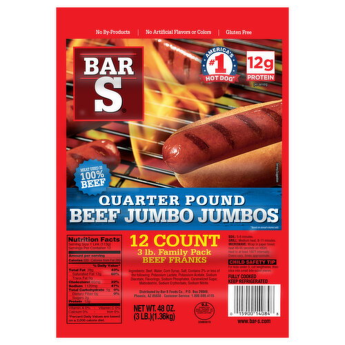 Bar S Quarter Pound Beef Jumbo Jumbos Franks Family Pack Image 1 of 6