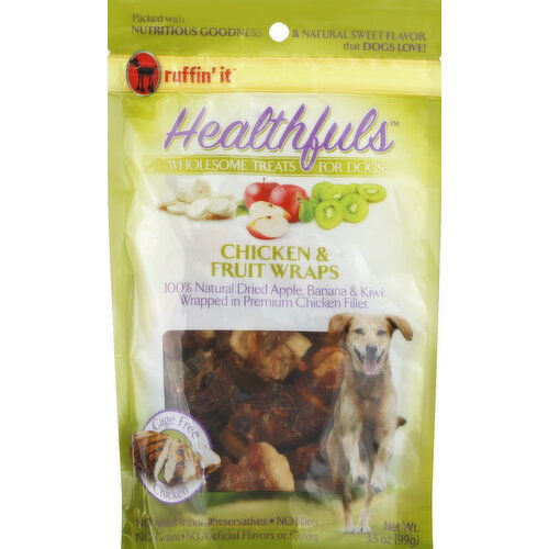 Ruffin' It Treats for Dogs, Wholesome, Chicken & Fruit Wraps