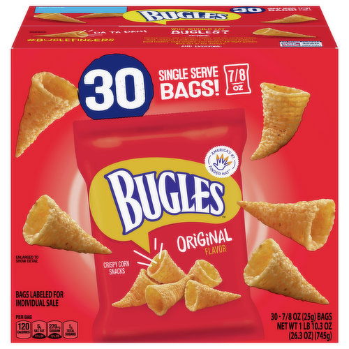 Bugles Corn Snacks, Original Flavor, Crispy