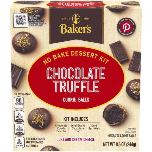 Baker's Chocolate Truffle Cookie Balls No Bake Dessert Kit