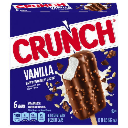 Crunch Frozen Dairy Dessert Bars, Vanilla