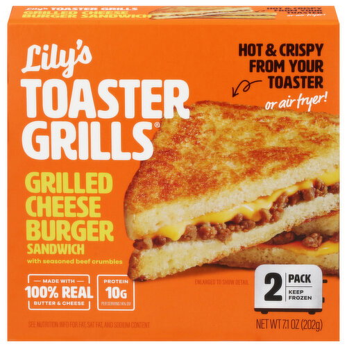 Lily's Toaster Grills Grilled Cheese Burger Sandwich With Seasoned Beef Crumbles Image 1 of 6